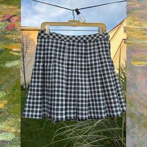 Pleated baby blue and black skirt from “H&M.”